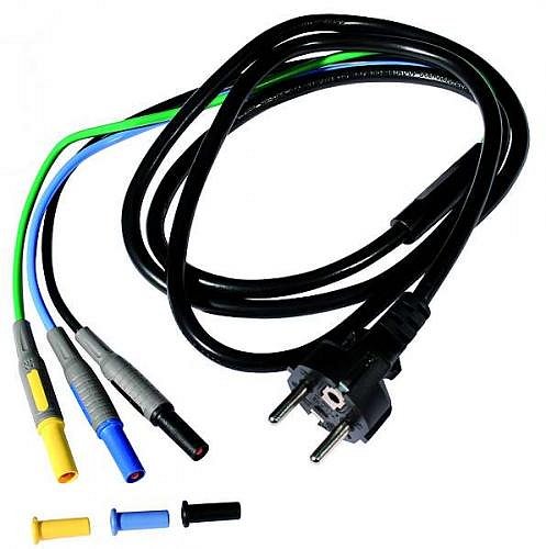 Spezialmesskabel Netz Schutzkontakt-Stecker auf 3x 4mm Sicherheits-Stecker Spezialmesskabel Netz Schutzkontakt-Stecker auf 3x 4mm Sicherheits-Stecker