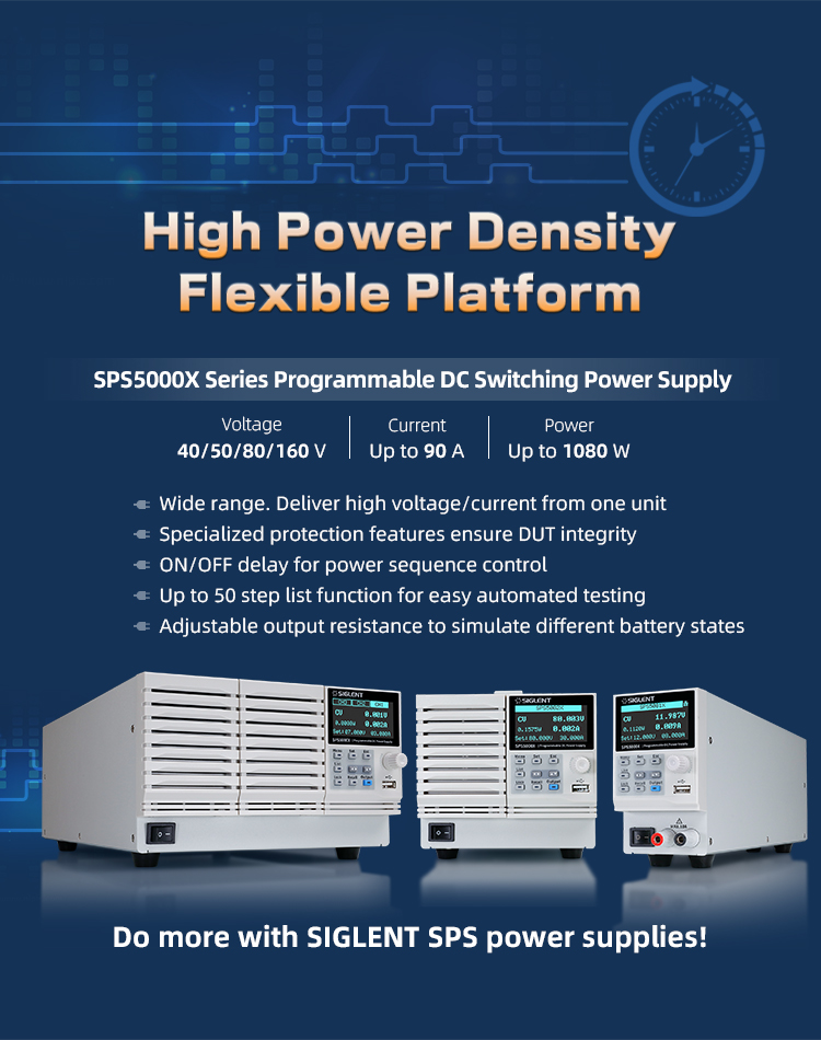 Siglent SPS5000X , bis zu 90A, bis zu 3 Kanälen, bis 1080Watt bis programmierbare Schaltnetzteilserie