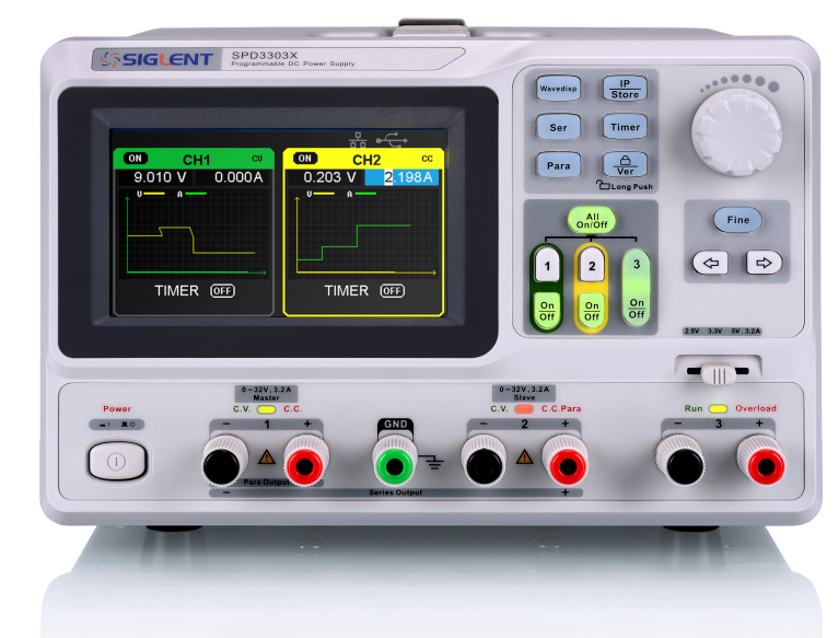 Siglent SPD3303X 2x32V 3.2A  Profi programmierbares Netzteil mit LAN USB, Auflsung 1mV 1mA, Ansicht vorn