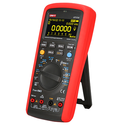 uni-t ut171c TRMS Multimeter mit Oled Display und 60.000 Counts  auf Aufklappstnder von der Seite