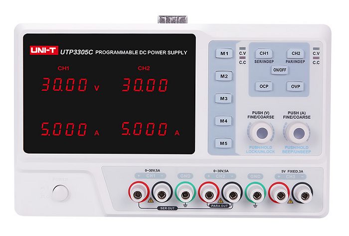 Uni-T UTP3305C 0-30V 0-5A dc regulated power supply front view