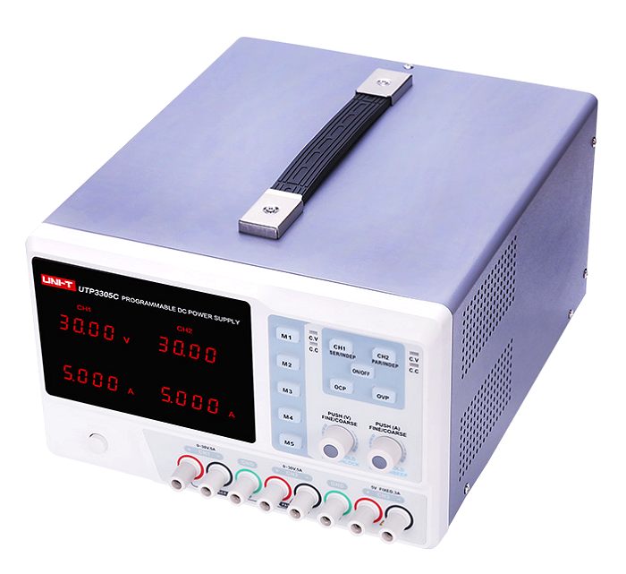 Uni-T UTP3305C 0-32V 0-5A dc regulated power supply side view