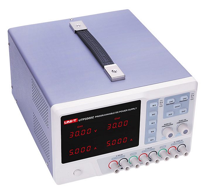 Uni-T UTP3305C 0-32V 0-5A dc regulated power supply side view