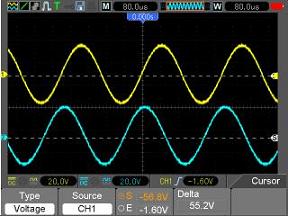 Hantek DSO1062B Display 2 Signale