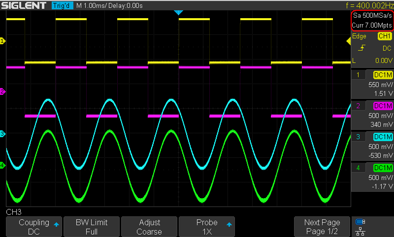 Siglent SDS1104X-E, SDS1204X-E 200MHz 4CH Digital Speicher Oszilloskop 1GSA 14Mpoints 100.000wrfms seq. Speicher