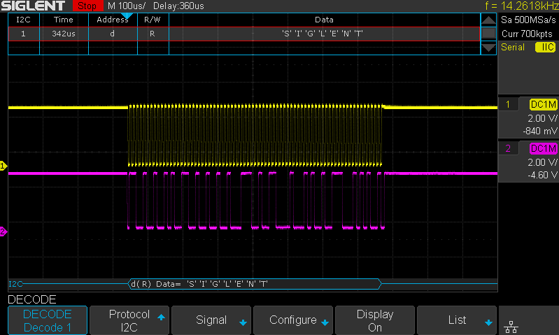 Bus, serielle Busanalyse, Siglent SDS1104X-E, SDS1204X-E 200MHz 4CH Digital Speicher Oszilloskop 1GSA 14Mpoints 100.000wrfms seq. Speicher 