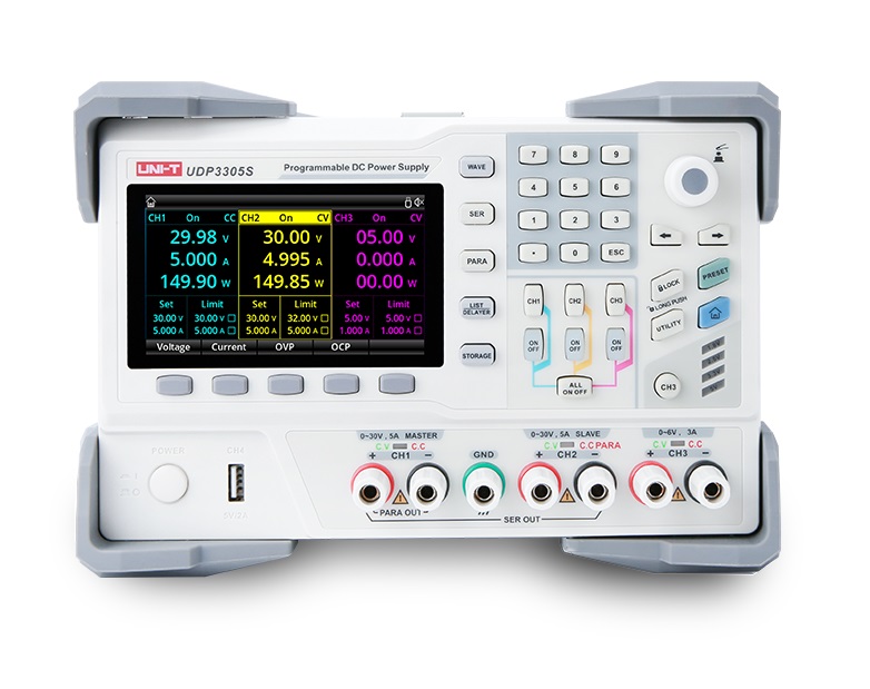 Uni-T UDP3305S-E 0-32V 0-5A dc regulated power supply front view