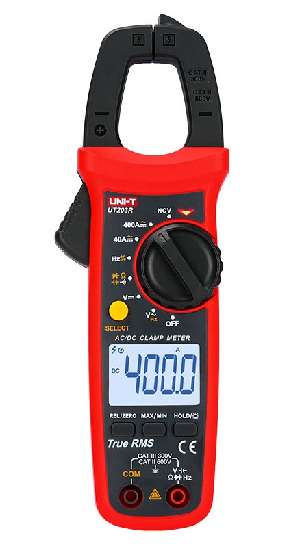 Uni-T UT203R DC AC TRMS Stromzangen Multimeter fr 0-40.00A oder 0-400.0A , 4000 Counts