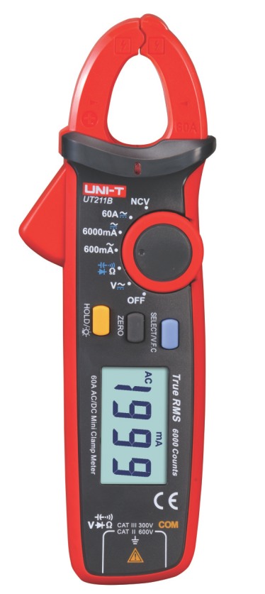 Uni-T UT211B DC AC TRMS Strom Zangenmultimeter Breiche 600.0mA 6000mA 60.00A , groe Abbildung bis 17mm Kabel, mit VFC NCV