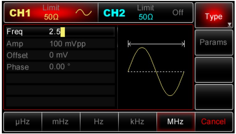 Die Bedienung, Eingabe Frequenz, Spannung Offset Phase vom Uni-T UTG2062A 60MHz und UTG2025A 25MHz 2CH DDS Arbitary Funktions Generator erklrt