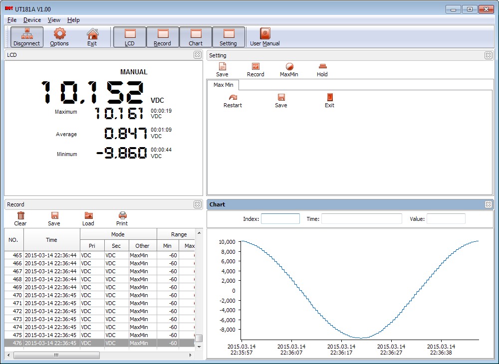 uni-t ut181a PC Software DC Messung