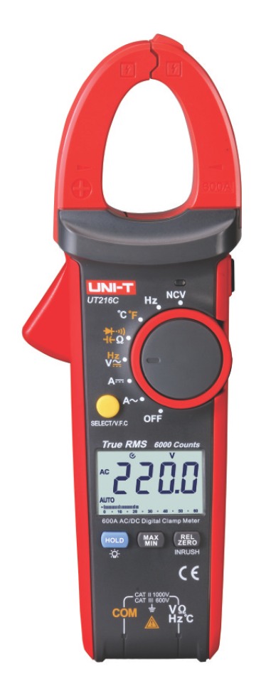 Uni-T UT216C 30mm  DC AC TRMS Strom Zangenmultimeter gro NCV VFC Diasplay Beleuchtung, mit Zangen Zusatzled