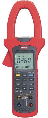 uni-t ut243 Stromzangen-Leistungsmessgerät 1 - 3Phasen mit Speicher USB IO Uni-T UT243 Stromzangen-3 Phasen Leistungsmess-Multimeter Digital POWER Clamp Multimeter