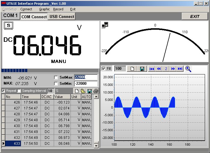 UT61E PC-Software Spannungsmessung