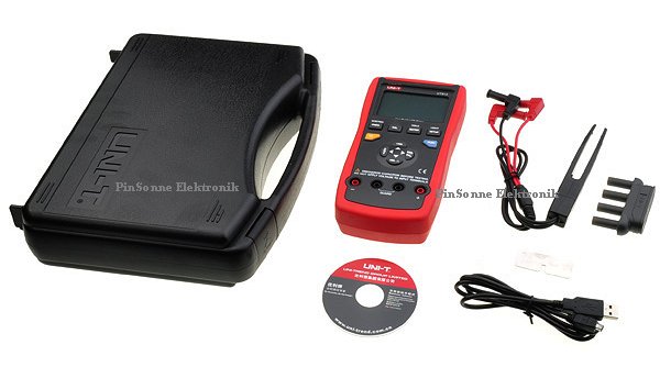 Uni-T LCR meter UT612 mit Koffer CD USB Kabel, Messpinzette, Aufsteckadapter