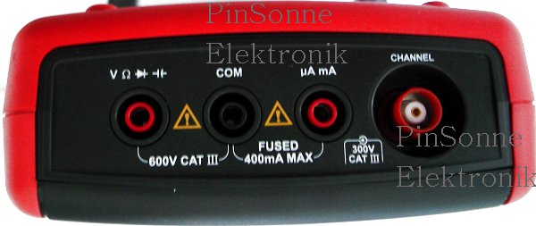 Uni-T UTD1025CL DMM connectors and DSO BNC connector